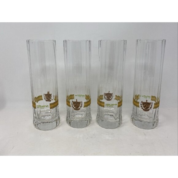 Set of 4 Havana Nines Cuba Mojito Cigar Band Glasses 8" Tall Ribbed Tumblers - Picture 2 of 13
